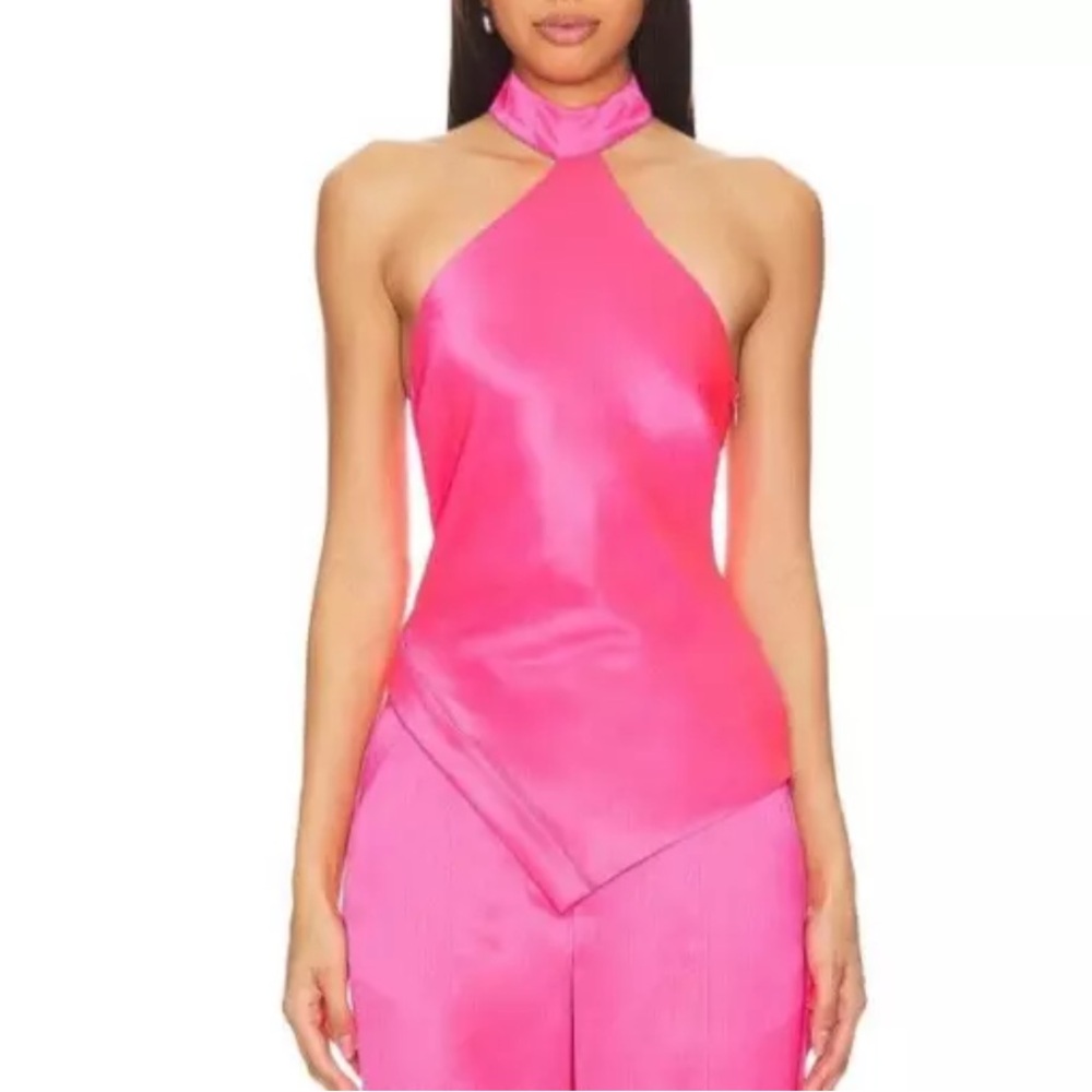 Retrofete Shelly Paradise Pink Halter Neck Top Size XL
